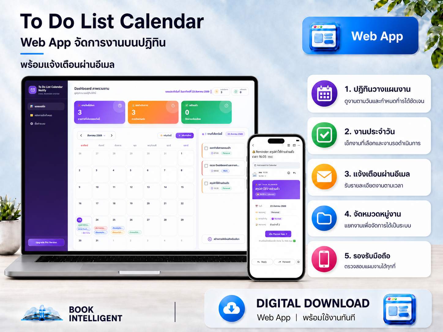 ระบบจัดการงานและปฏิทิน แจ้งเตือนอีเมล (Email Reminder)